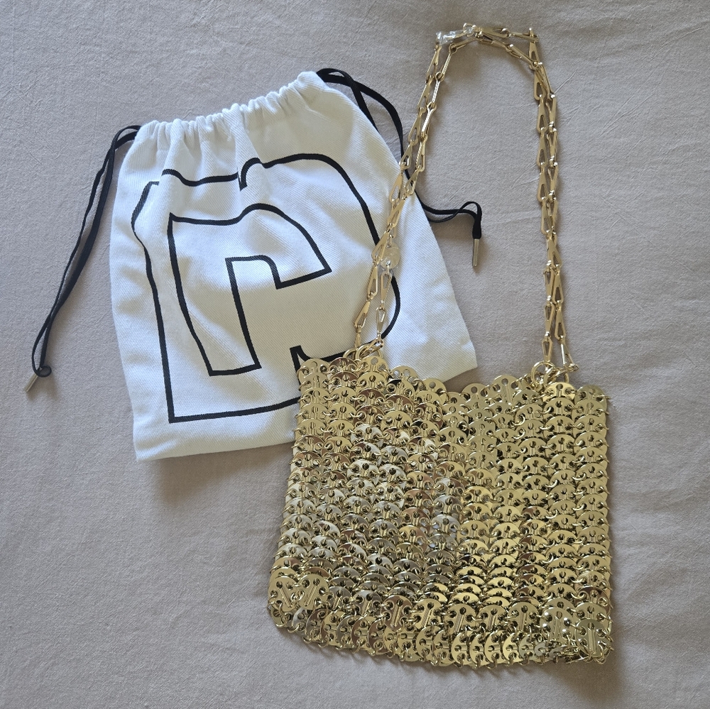 Rabanne Iconic 1969 Chainmail Shoulder Bag in light gold